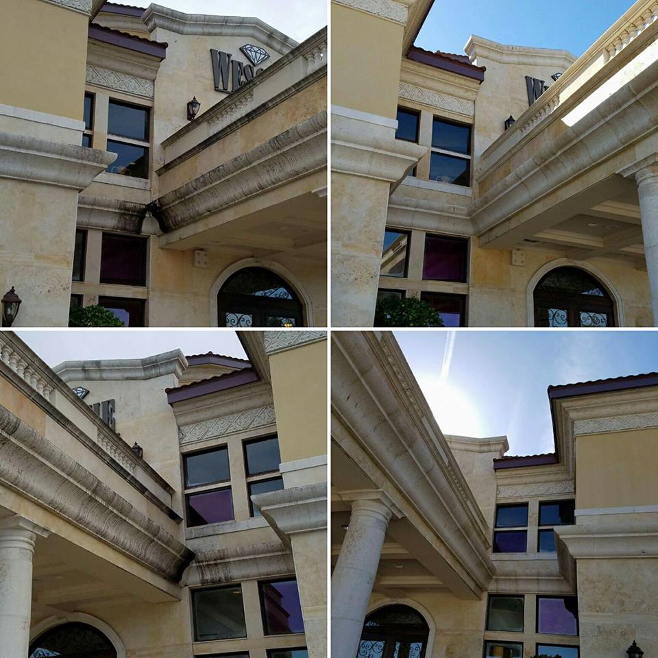 Collage of before and after cleaning commercial building
